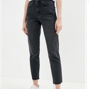 Topshop women's straight high waist jeans cropped black size 26